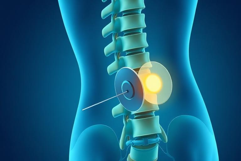 Lumbar discectomy microsurgery illustration