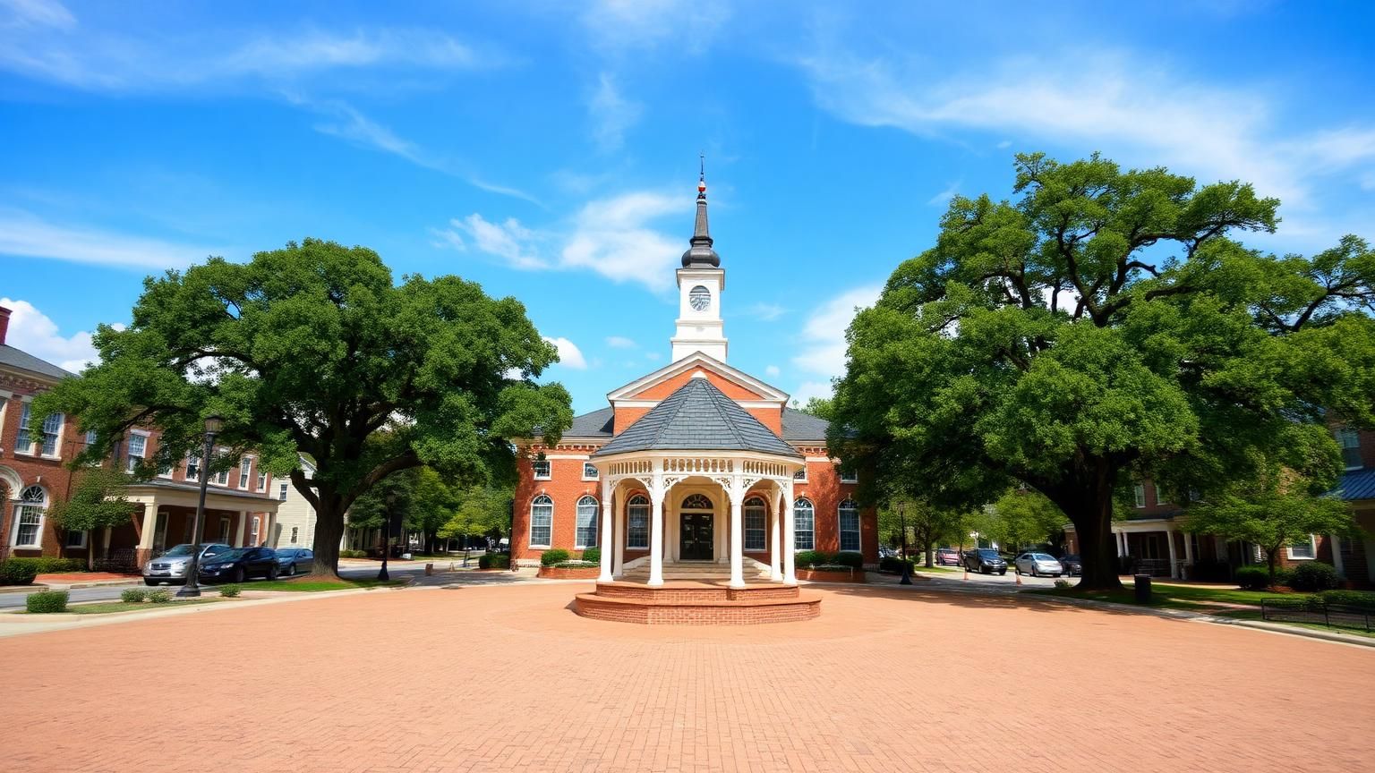 Historic courthouse and gazebo on the McDonough, Georgia town square